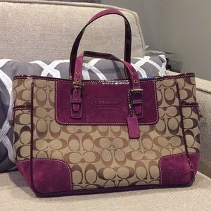 Authentic Coach signature purse with suede